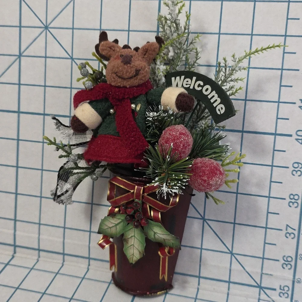 Christmas Holiday Wall Pocket Decor, Mini Holiday‎ Welcome Sign W/Moose #2
